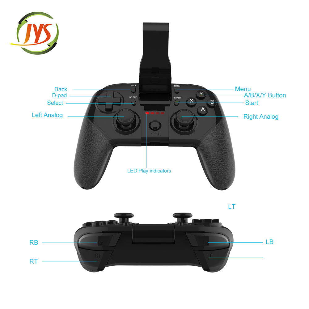 JYS SP101 Universal Bluetooth Gamepad Wireless Controller for iOS/Android Smartphone/Smart TV/TV Box JYS SP101 Universal Bluetooth Gamepad Wireless Controller for iOS/Android Smartphone/Smart TV/TV Box